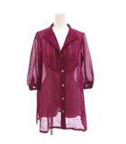 アクアスキュータム AQUASCUTUM タグ付き ドレスシャツ 長袖 ブラウス ウール 8 紫 パープル /FF ■YHS7