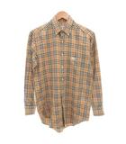 バーバリーズ Burberrys ヴィンテージ ノバチェック ボタンダウンシャツ 37 長袖 BD ホースロゴ刺繍 ベージュ /GV ■MNK2