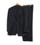 ジョルジオアルマーニ GIORGIO ARMANI 最高級 シングル スーツ セットアップ 段返り3B ウール 総裏 ビジネス フォーマル イタリア製 黒 ブラック 大きいサイズ 56 ■MNK2