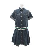 ラルフローレン RALPH LAUREN タグ付き シャツワンピース デニム 半袖 フレア ベルト付き 150 青 ブルー /NU ■MNK2