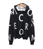 モンクレール MONCLER 2021年 GIROCOLLO TRICOT コットンニットパーカー フーディ ロゴ プルオーバー 黒 ブラック 白 ホワイト M IBO84