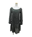 マックス&コー MAX&CO. マックスマーラ ピンタック ワンピース 膝丈 レース ロールアップ袖 38 緑 1114 IBO84