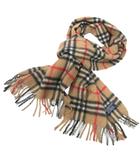 バーバリーズ Burberrys ヴィンテージ 英国製 カシミヤ 100% マフラー ノバチェック ストール フリンジ ベージュ IBO84