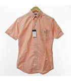 ラルフローレン RALPH LAUREN ボタンダウン BD シャツ 半袖 ポケ付 ロゴ刺繍 S オレンジ 1201