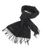 ロロピアーナ Loro Piana 最高級 美品 カシミヤ100% ストライプ マフラー ストール フリンジ イタリア製 チャコール 紫