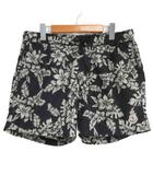モンクレール MONCLER BOXER MARE ショートパンツ ショーツ ハイビスカス 花柄 ロゴ ワッペン 水陸両用 L 黒白 ブラック ホワイト IBO86 1126