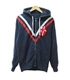 ハイドロゲン HYDROGEN ジップアップ パーカー ジャケット スカル ロゴ刺繍 M 紺 ネイビー 1204
