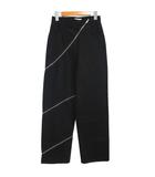 アライア ALAIA 美品 PARIS SPIRALE スピラーレ ジーンズ デニムパンツ 螺旋ジップ ワイドレッグ 34 黒 ブラック AA9P0295D003 ■MNK3