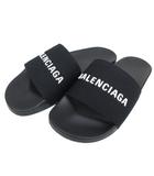 バレンシアガ BALENCIAGA POOL SLIDE SANDAL プール スライドサンダル シャワーサンダル ロゴ刺繍 43 黒 ブラック ■MNK3