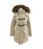 エトレゴ HETREGO ダウンコート 38 ウールメルトン トグルボタン フード ロング ベージュ /AE IBO86