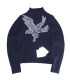 ドリスヴァンノッテン DRIES VAN NOTEN タグ付き 23AW Look24 MONTSE EMB 7705 M.K.SWEATER 鷹 ニット セーター ハンドメイド 紺 ネイビー Sサイズ