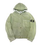 ストーンアイランド STONE ISLAND 00s 2001 Garment Dyed Button Up Hoodie ガーメントダイフーディ ニットパーカー  スナップボタン 腕章 コンパスロゴワッペン グリーン 緑系 Lサイズ