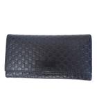 グッチ GUCCI マイクログッチシマ GG 長財布 ロングウォレット 二つ折り ロゴ レザー 黒 ブラック 449396 1218