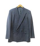 バーバリーズ Burberrys ウールモヘア ダブル テーラードジャケット ブレザー チェック AB5 紺 ネイビー 1225 IBO88