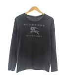 バーバリーブラックレーベル BURBERRY BLACK LABEL ビッグホースロゴ プリント Tシャツ カットソー 長袖 2 黒 ブラック 1226 IBO88