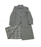 バーバリー ロンドン BURBERRY LONDON ノバチェック ウール コート ジャケット カシミヤ混 グレー 9 約S IBO88