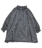 グリーンレーベルリラクシング ユナイテッドアローズ green label relaxing 美品 花柄サテン フェイクパールボタン ワンピース 3826-199-1072 ひざ丈 Aライン 長袖 フリルネック セミオケージョン 110cm グレー /X