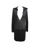 シャネル CHANEL カシミヤ シルク ワンピース フード付 ココマーク 38 黒 ブラック P44582K05682 ■MNK4