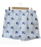 バーバリー BURBERRY タグ付 TBロゴ 総柄 シルク ショートパンツ ショーツ イージーウエスト L サックスブルー 水色 0109 ■MNK4