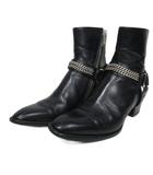 サンローラン パリ SAINT LAURENT PARIS ワイアット リングチェーン ハーネスブーツ レザーブーツ 37.5 黒 ブラック 335240