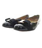 サルヴァトーレフェラガモ Salvatore Ferragamo ヴァラリボン エナメル バレエ シューズ フラット ぺたんこ 5.5 22.5cm ブラック 黒 0116 ■MNK4