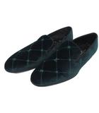 ルイヴィトン LOUIS VUITTON オートゥイユライン オペラシューズ ローファー LVロゴ ベルベット ドレスシューズ 6.5 緑 グリーン ■MNK4