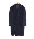 ヒューゴボス HUGO BOSS ロロ・ピアーナ地 ダブルブレストコート チェスターコート ウール カシミヤ混 ロング 48 約M 黒 ブラック ■MNK4 0117