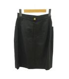 シャネル CHANEL 美品 スカート ココマーク 金ボタン ウール ひざ丈 36 グレー 0127 ■MNK4