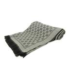 グッチ GUCCI 美品 GGジャガード マフラー ロゴ 総柄 ウール フリンジ グレー 黒 ブラック 433854 0128