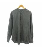 ジョルジオアルマーニ GIORGIO ARMANI ヴィンテージ 初期 シャツ チャック柄 バンドカラー 長袖 L 黒 ブラック 0130