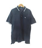 バーバリーブラックレーベル BURBERRY BLACK LABEL ポロシャツ カットソー 半袖 ロゴ刺繍 3 紺 ネイビー 0130 IBO88