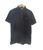 バーバリーブラックレーベル BURBERRY BLACK LABEL ポロシャツ カットソー ボタンダウン BD 半袖 ロゴ刺繡 2 黒 ブラック 0130 IBO88