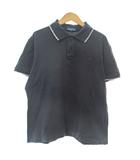 バーバリー ロンドン BURBERRY LONDON ブルーレーベル ポロシャツ カットソー 半袖 ロゴ刺繍 L 黒 ブラック 0130 IBO88