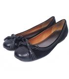 コーチ COACH フラットシューズ タッセル リボンモチーフ スエード 切替 レザー 7 1/2 B 約24.5cm 黒 ブラック ■MNK4 0128