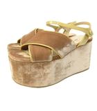 ミュウミュウ miumiu ベルベット 厚底サンダル プラットフォーム ピンク 37.5 約24cm～24.5cm ■MNK5