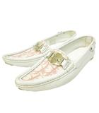 ディオール Dior トロッター ローファー ドライビングシューズ レザー 白 ホワイト 35.5 約24cm ■MNK5