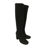 プラダ PRADA チャンキーヒール ロングブーツ スエード 茶 ブラウン 35.5 約22.5cm ■MNK5