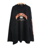 バレンシアガ BALENCIAGA 22SS MAISON ロゴ Tシャツ クラッシュ加工 オーバーサイズ 長袖 2(M) 黒 ブラック 681046 TLVJ1 ■MNK5