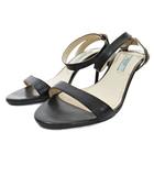 プラダ PRADA サンダル レザー ピンヒール アンクルストラップ 36.5 23.5cm ブラック 黒 0224