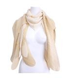 イッセイミヤケ ISSEY MIYAKE FETE 美品 プリーツ加工 変形ストール リーフ モチーフ ポンチョ ベージュ IBO90 0220