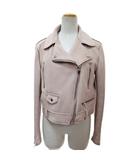 ザラ ベーシック ZARA BASIC ダブル ライダースジャケット スウェード調 L ピンク 0226