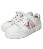 プラダ PRADA スムースレザー スニーカー プラットフォーム ローカット ロゴ シューズ 靴 35 約22cm 白 ピンク 1E223M IBO90 /X