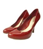 グッチ GUCCI パンプス シューズ ハイヒール ラウンドトゥ パテントレザー 35 22.0cm 赤 レッド 0330 IBO90