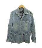 バーバリーブラックレーベル BURBERRY BLACK LABEL カバーオール ワーク デニムジャケット 裏地 チェック柄 M インディゴブルー 0307 IBO90