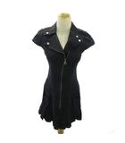 バーバリーブルーレーベル BURBERRY BLUE LABEL 美品 ギャザー ワンピース フレンチスリーブ ひざ丈 36 黒 ブラック 0307 IBO90