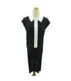 プラダ PRADA ワンピース バイカラー ノースリーブ ひざ丈 42 黒 白 ブラック ホワイト 0303 IBO92