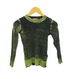 美品 ニット セーター Dロゴ 刺繍 総柄 長袖 120 緑 黒 グリーン ブラック 0303 IBO92