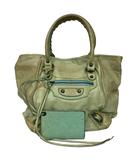 バレンシアガ BALENCIAGA 希少 シティ ザ・サンデー グラデーション スモールトート ハンドバッグ レザー ミラー付 緑系 グリーン系 228750