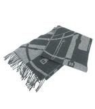 エルメス HERMES 美品 クリック クラック カシミヤ100% マフラー ストール フリンジ 英国製 グレー 0303