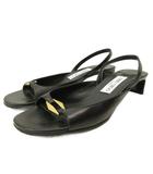 ジミーチュウ JIMMY CHOO 美品 現行 Lev 35 サンダル パンプス シューズ オープントゥ レザー 37.5 24.5cm 黒 ブラック 0313 IBO92